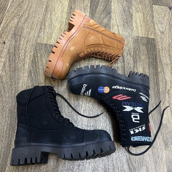 Balenciaga Black and Brown Lace-Up Boots - Picture 3 of 3